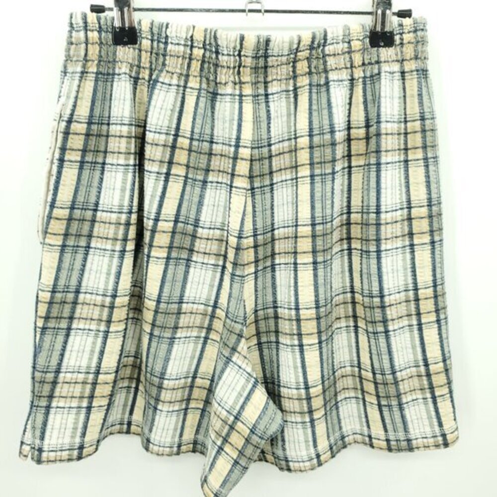 VTG New York & Company Pull On Knit High Rise Plaid Print Midi Shorts S/M